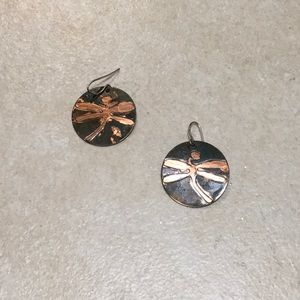 Artisan-Made Earrings Dragonfly Copper Green